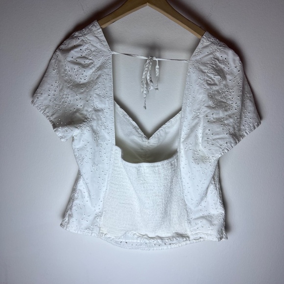 Abercrombie & Fitch White Delicate Short Sleeve Lace Blouse - XL - Bridal NWOT - Picture 5 of 7